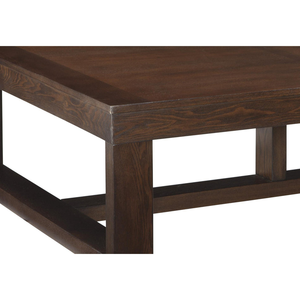 Grained Wooden Frame Cocktail Table With Trestle Base, Dark Brown By Benzara | Coffee Tables | Modishstore - 5