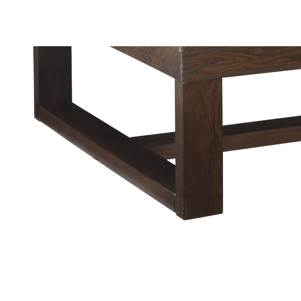 Grained Wooden Frame Cocktail Table With Trestle Base, Dark Brown By Benzara | Coffee Tables | Modishstore - 3