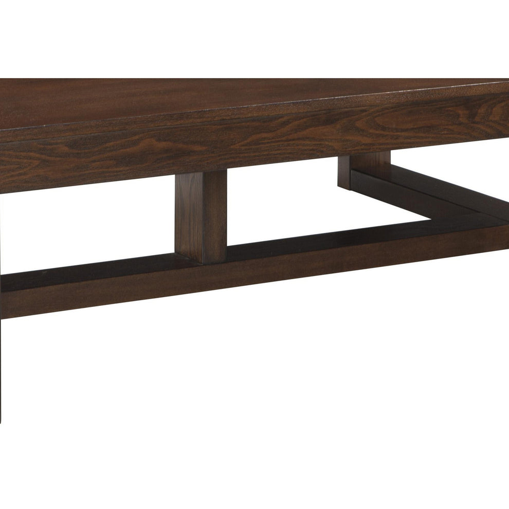 Grained Wooden Frame Cocktail Table With Trestle Base, Dark Brown By Benzara | Coffee Tables | Modishstore - 2