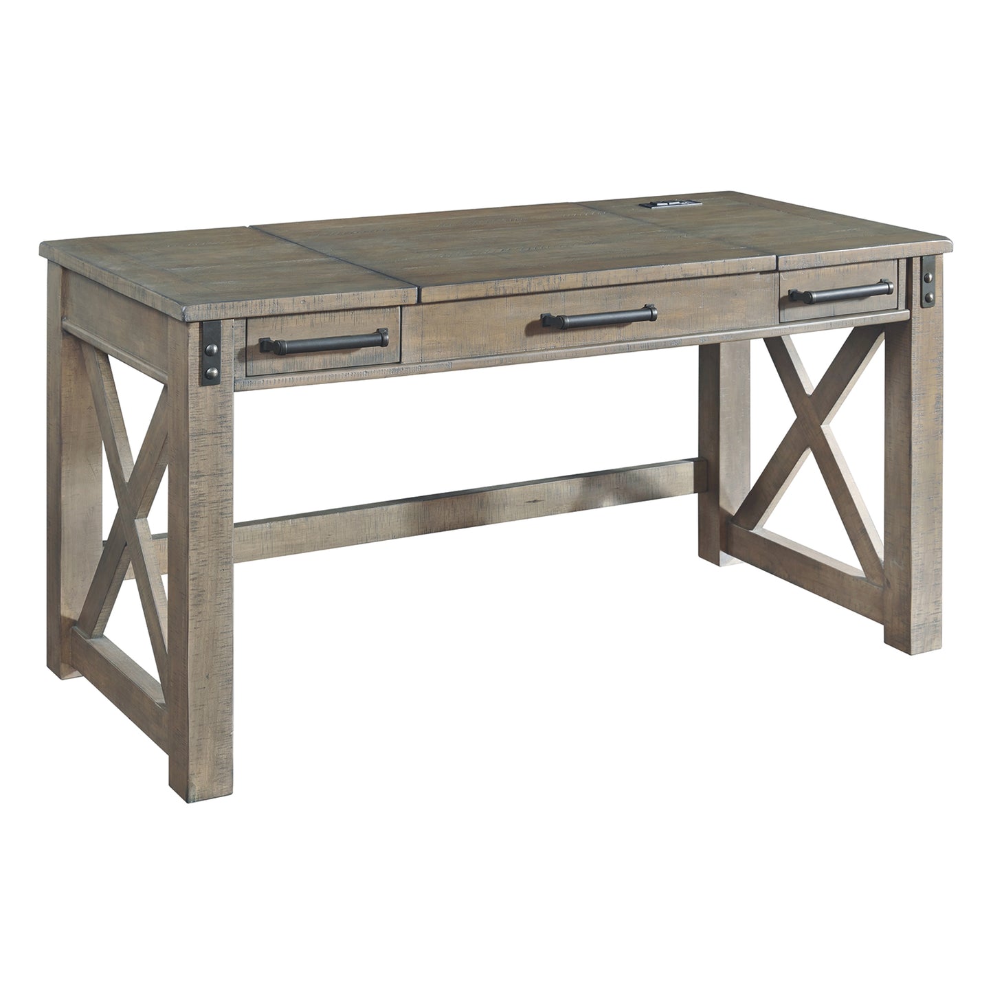 Wooden Lift Top Desk With Textured Finish And Drawers, Gray By Benzara | Desks | Modishstore