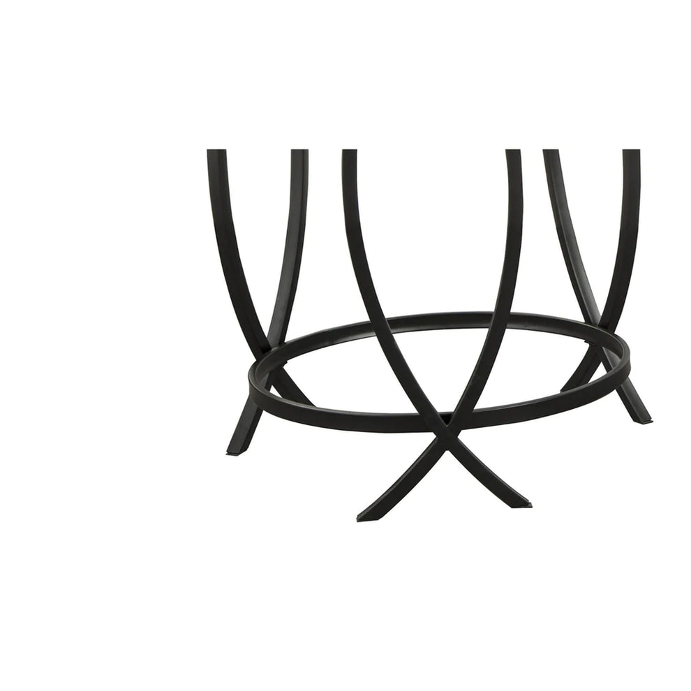 Contemporary Round Table Set With Glass Top And Geometric Metal Body, Black By Benzara | Coffee Tables |  Modishstore  - 3