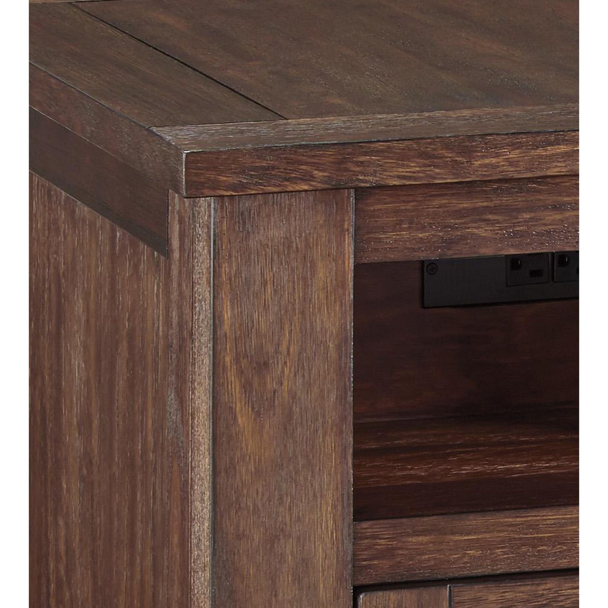 1 Door Wooden End Table With 1 Cubby And Power Hub, Brown By Benzara | End Tables | Modishstore - 3