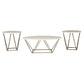 Faux Marble Table Set With 1 Coffee Table And 2 End Tables, White And Gold By Benzara | Coffee Tables |  Modishstore 