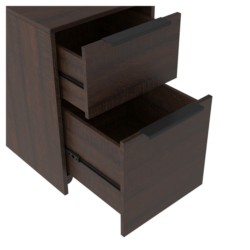 Two Tone Wooden File Cabinet With 2 File Drawers, Dark Brown By Benzara | Cabinets | Modishstore - 3