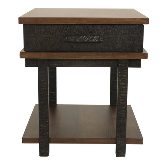 Textured Two Tone Wooden End Table With 1 Drawer, Brown By Benzara | End Tables | Modishstore
