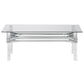 Rectangular Glass Top Cocktail Table With Straight Acrylic Legs, Clear And Chrome By Benzara | Coffee Tables | Modishstore - 4