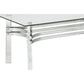 Rectangular Glass Top Cocktail Table With Straight Acrylic Legs, Clear And Chrome By Benzara | Coffee Tables | Modishstore - 2