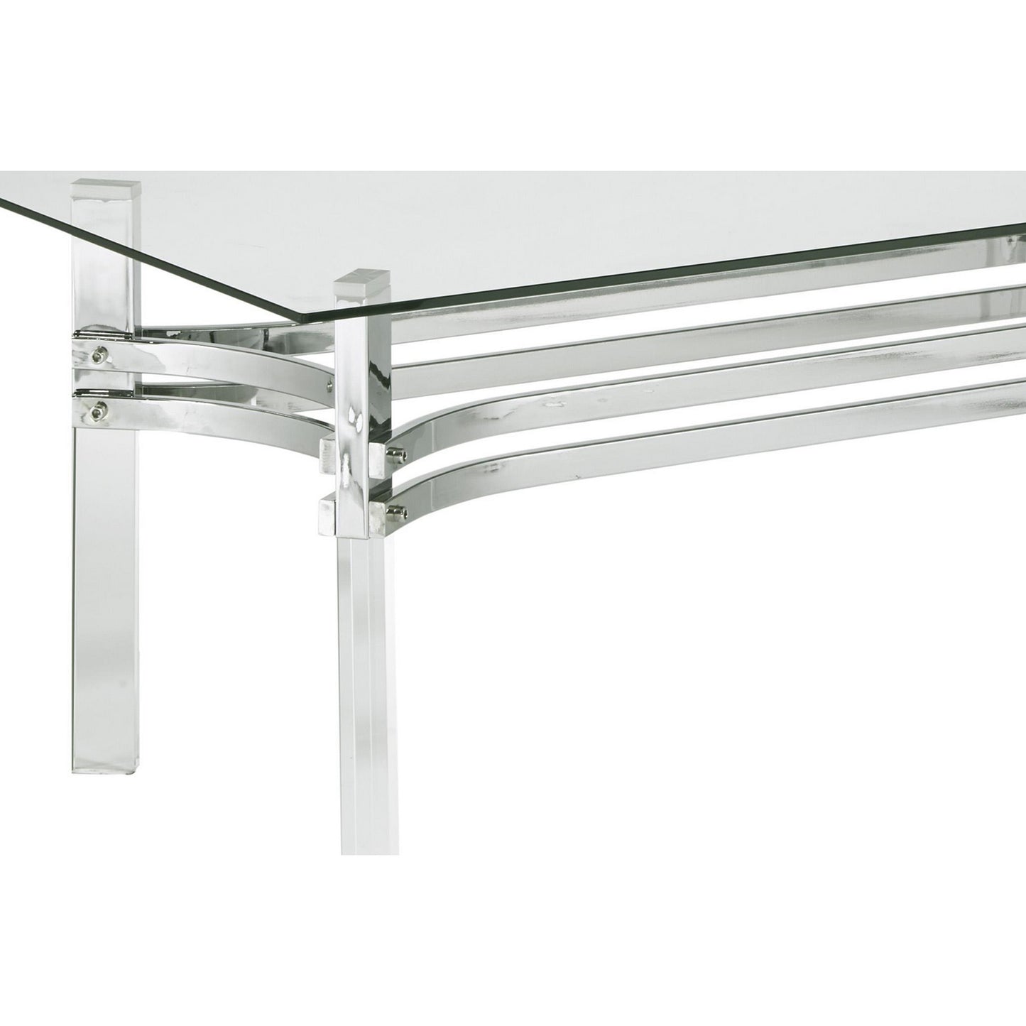 Rectangular Glass Top Cocktail Table With Straight Acrylic Legs, Clear And Chrome By Benzara | Coffee Tables | Modishstore - 2