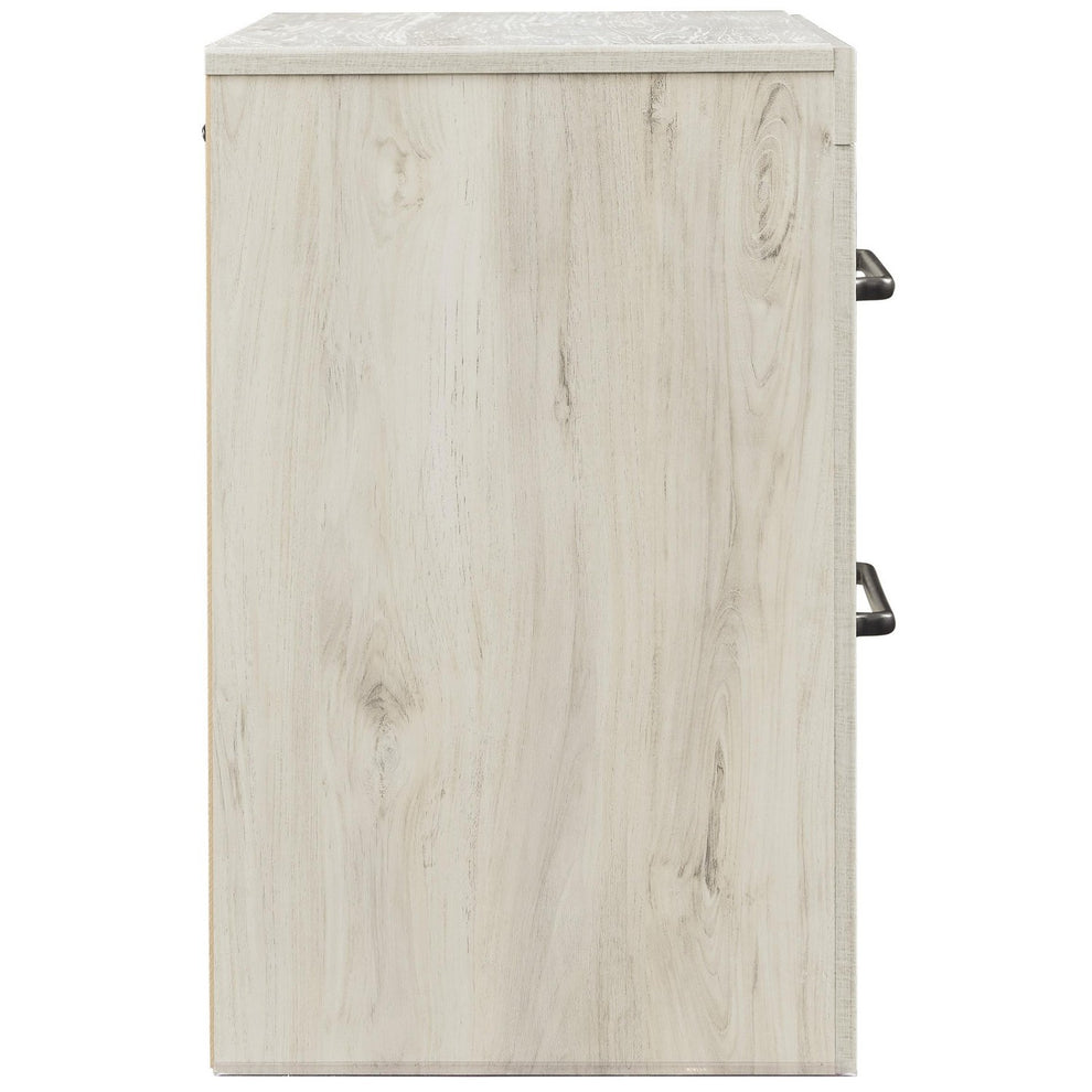 Transitional Wooden Two Drawer Setup Nightstand With Bar Handles, White By Benzara | Nightstands | Modishstore - 4