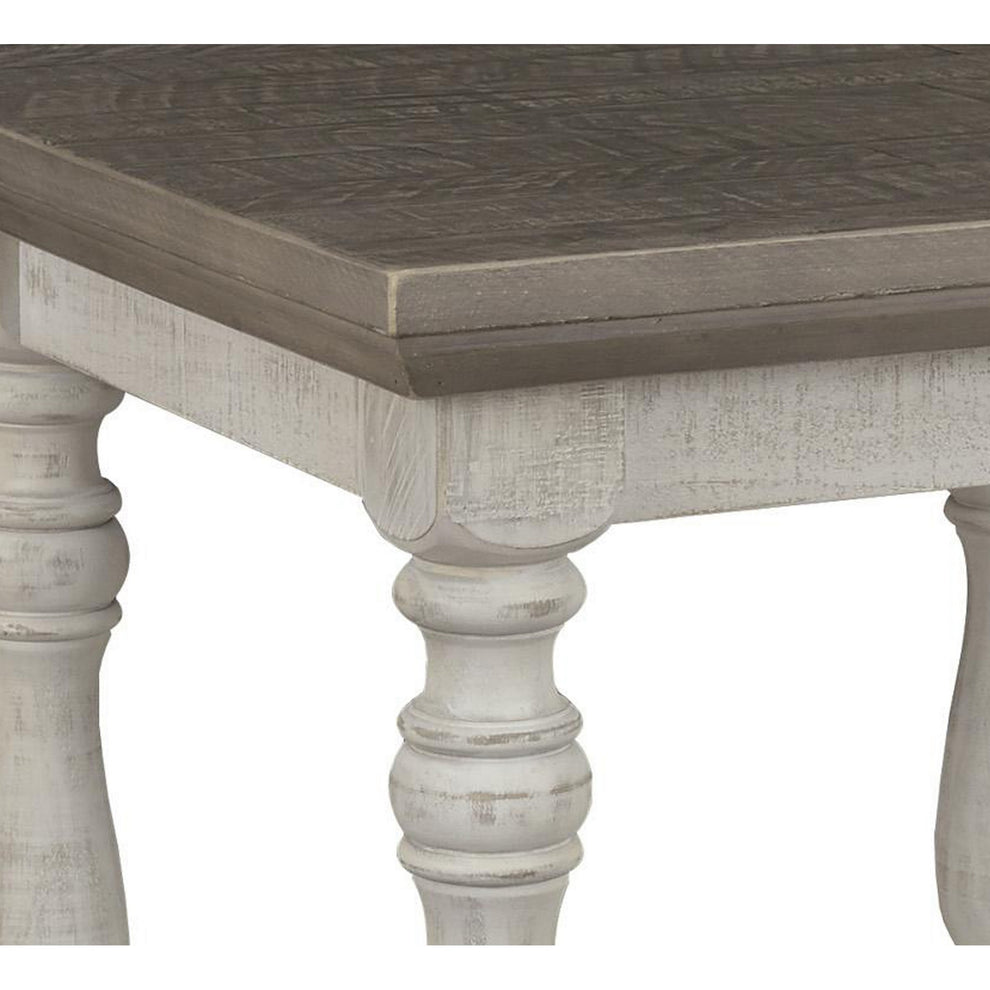 Plank Style End Table With Turned Legs And Open Shelf, White And Gray By Benzara | End Tables | Modishstore - 4