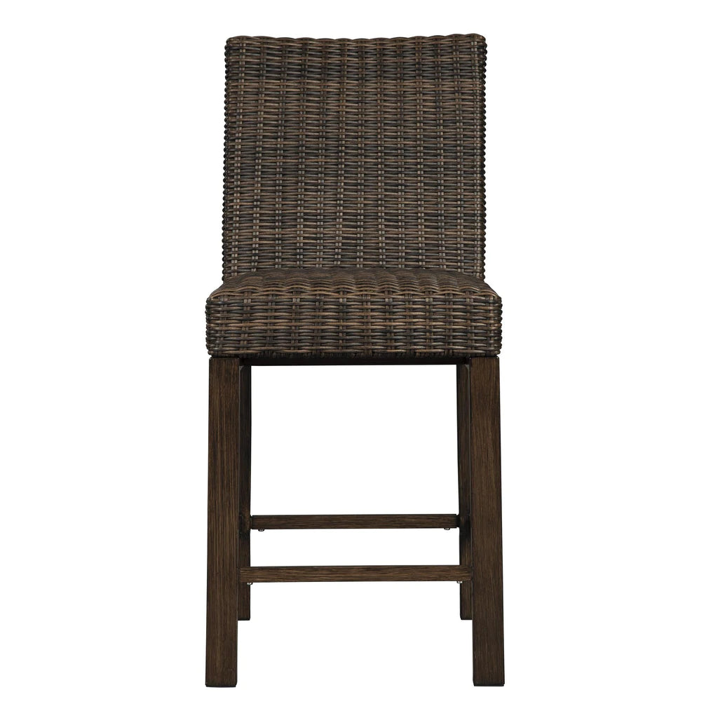Handwoven Wicker Frame Aluminum Barstool With Foam Seat, Set Of 2, Brown By Benzara | Bar Stools |  Modishstore 