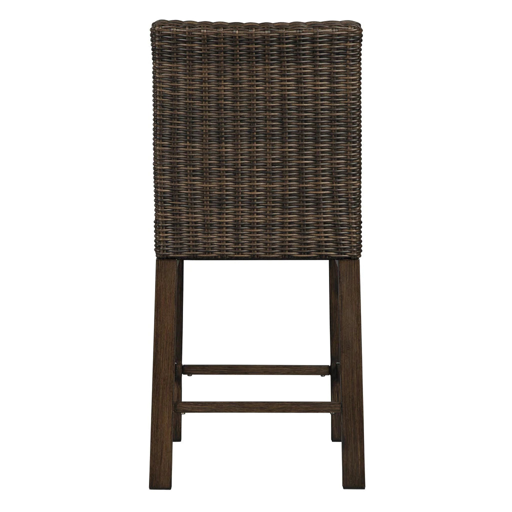 Handwoven Wicker Frame Aluminum Barstool With Foam Seat, Set Of 2, Brown By Benzara | Bar Stools |  Modishstore  - 3