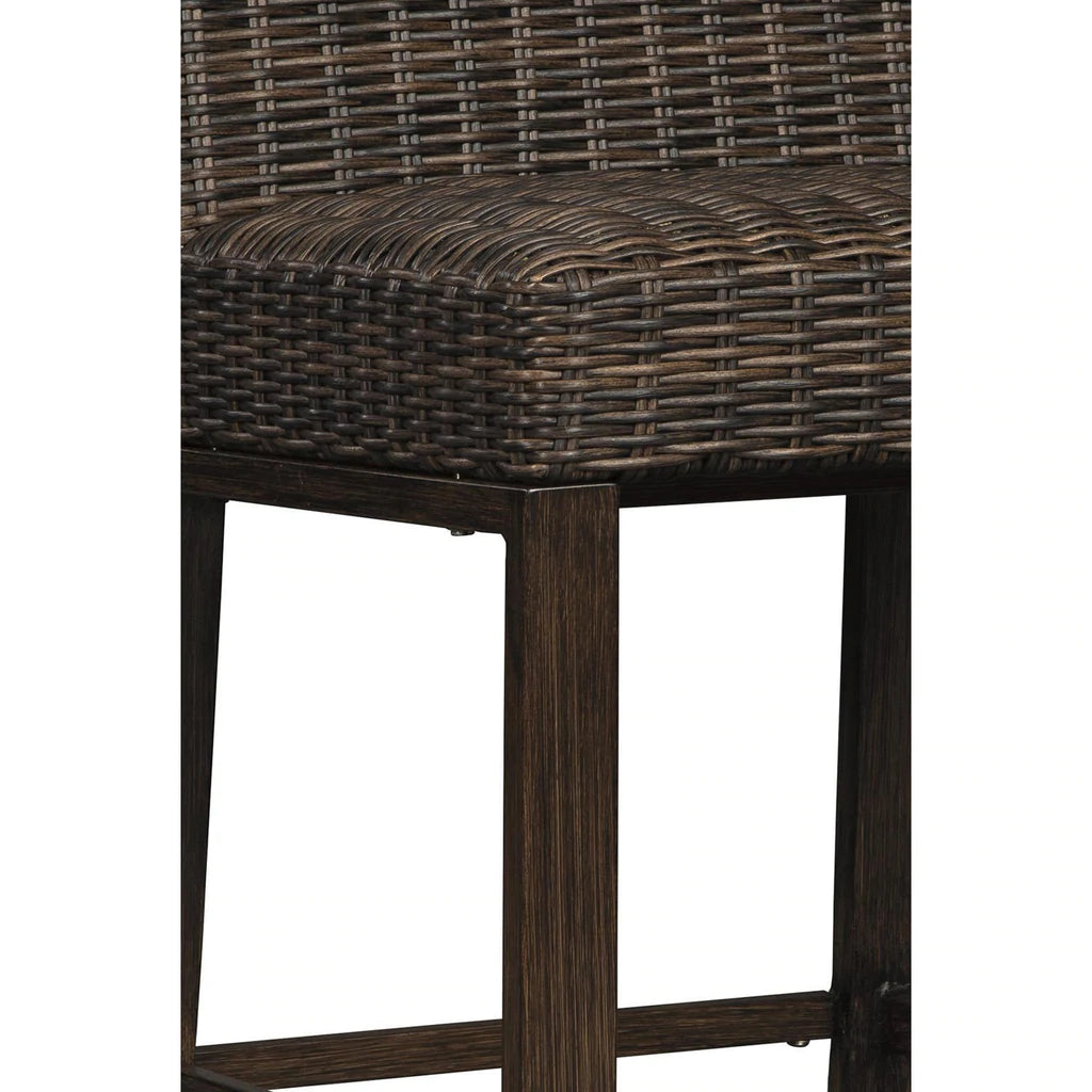 Handwoven Wicker Frame Aluminum Barstool With Foam Seat, Set Of 2, Brown By Benzara | Bar Stools |  Modishstore  - 4