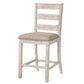 Armless Wooden Barstool Set With Textured Finish, Brown And White By Benzara | Bar Stools & Tables | Modishstore