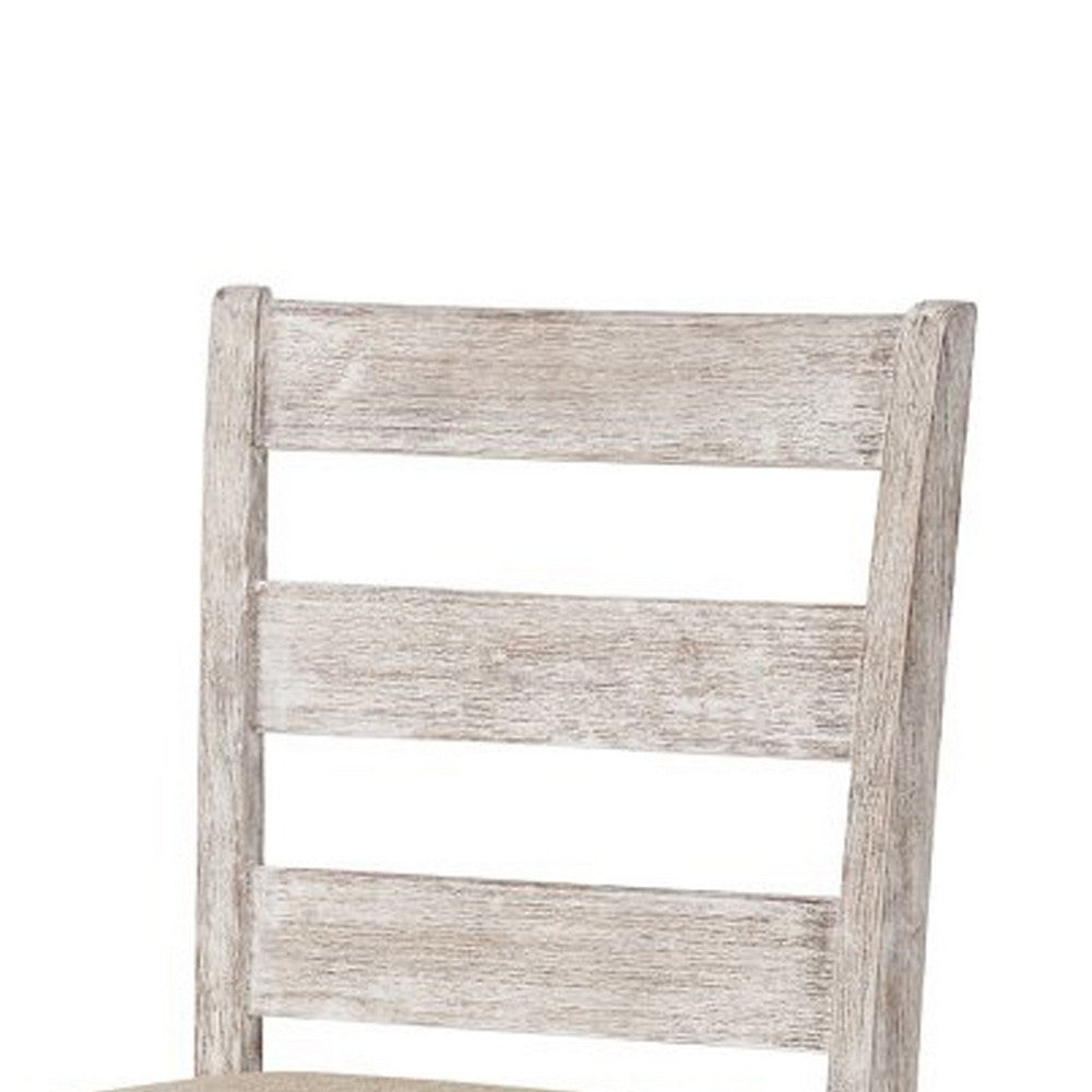 Armless Wooden Barstool Set With Textured Finish, Brown And White By Benzara | Bar Stools & Tables | Modishstore - 2