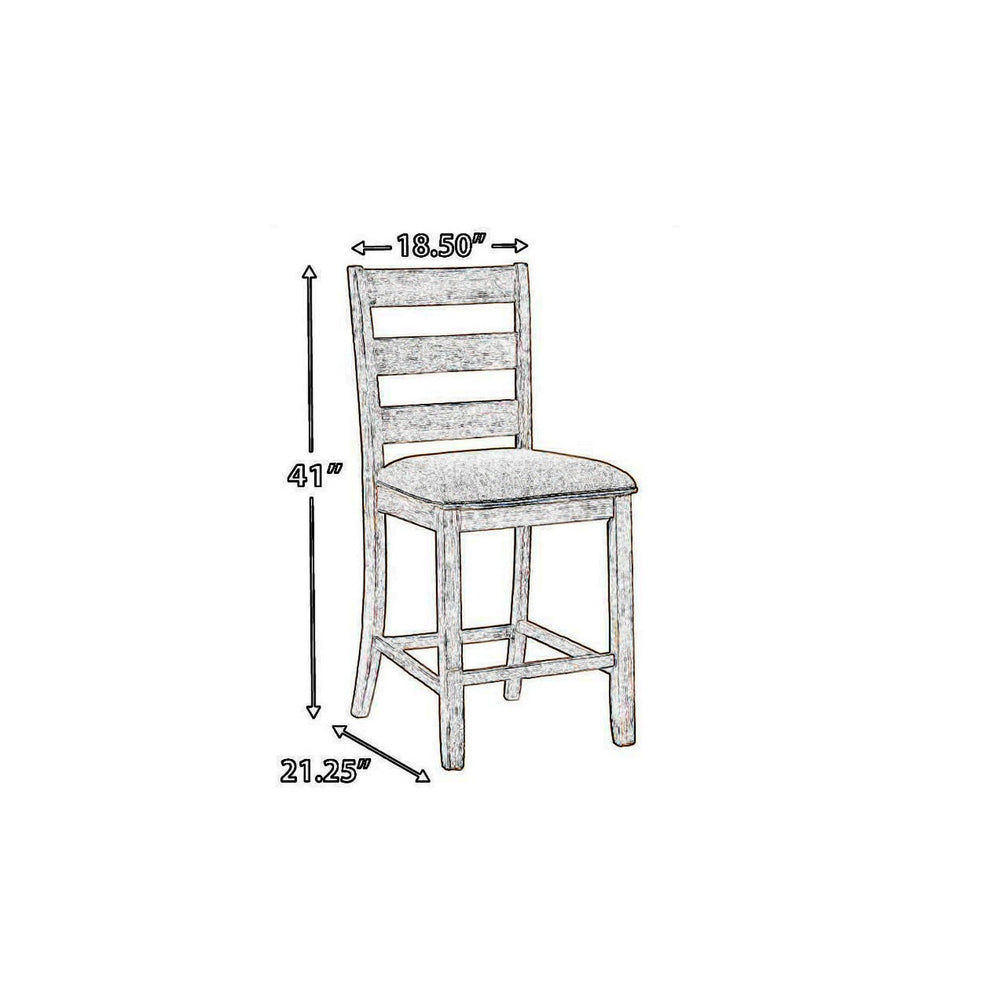 Armless Wooden Barstool Set With Textured Finish, Brown And White By Benzara | Bar Stools & Tables | Modishstore - 5