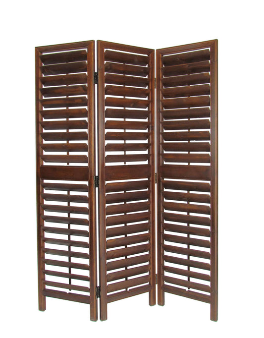 Wooden 3 Panel Room Divider With Slatted Design, Brown By Benzara | Room Divider |  Modishstore 