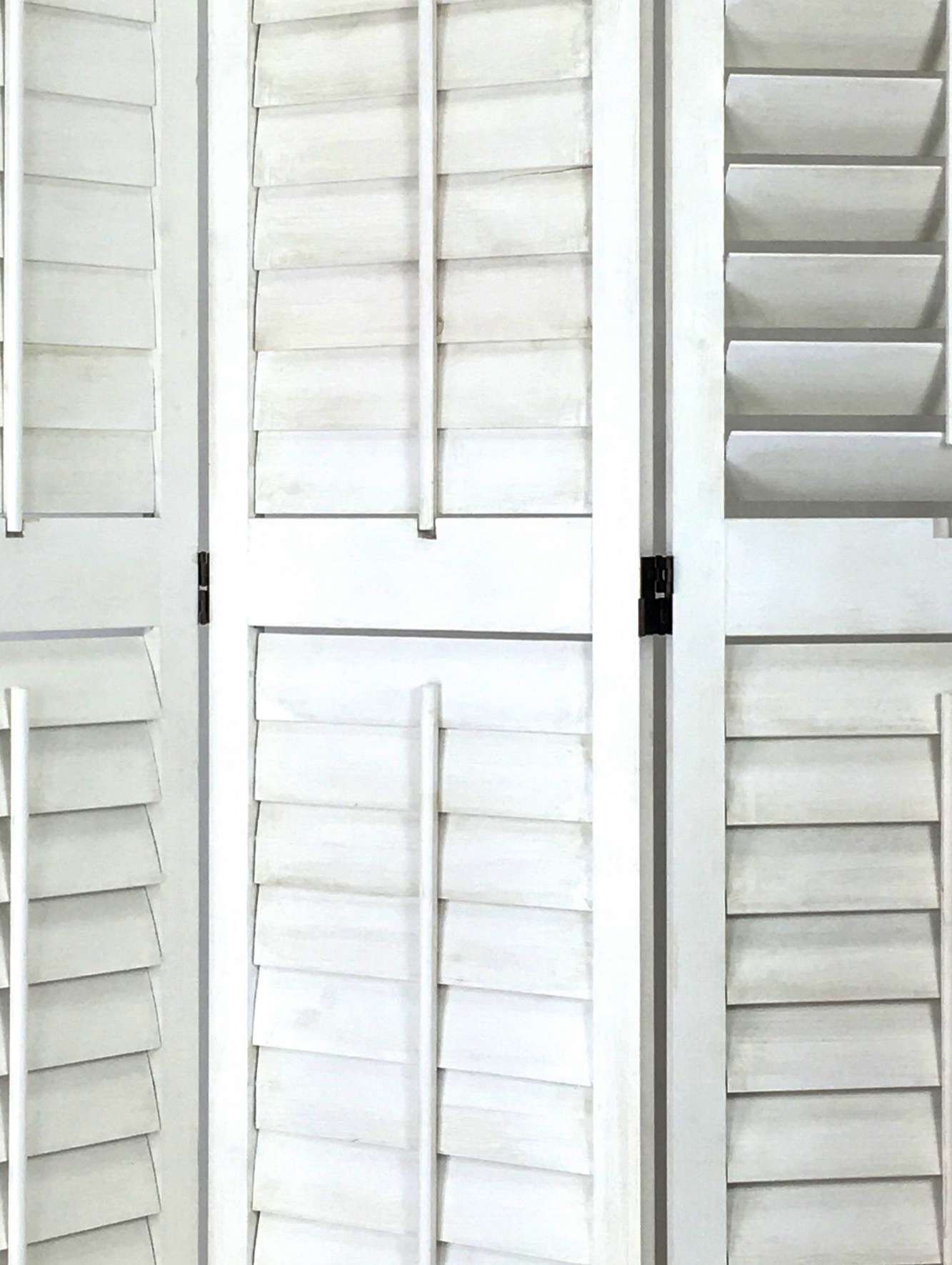 Wooden 3 Panel Room Divider With Slatted Design, White By Benzara | Room Divider |  Modishstore  - 3