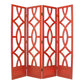 Wooden 4 Panel Room Divider With Open Geometric Design, Red By Benzara | Room Divider |  Modishstore 