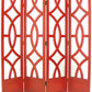 Wooden 4 Panel Room Divider With Open Geometric Design, Red By Benzara | Room Divider |  Modishstore  - 3