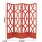 Wooden 4 Panel Room Divider With Open Geometric Design, Red By Benzara | Room Divider |  Modishstore  - 2