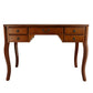 Wooden Writing Desk With Cabriole Legs And 5 Drawers, Brown By Benzara | Desks | Modishstore - 4