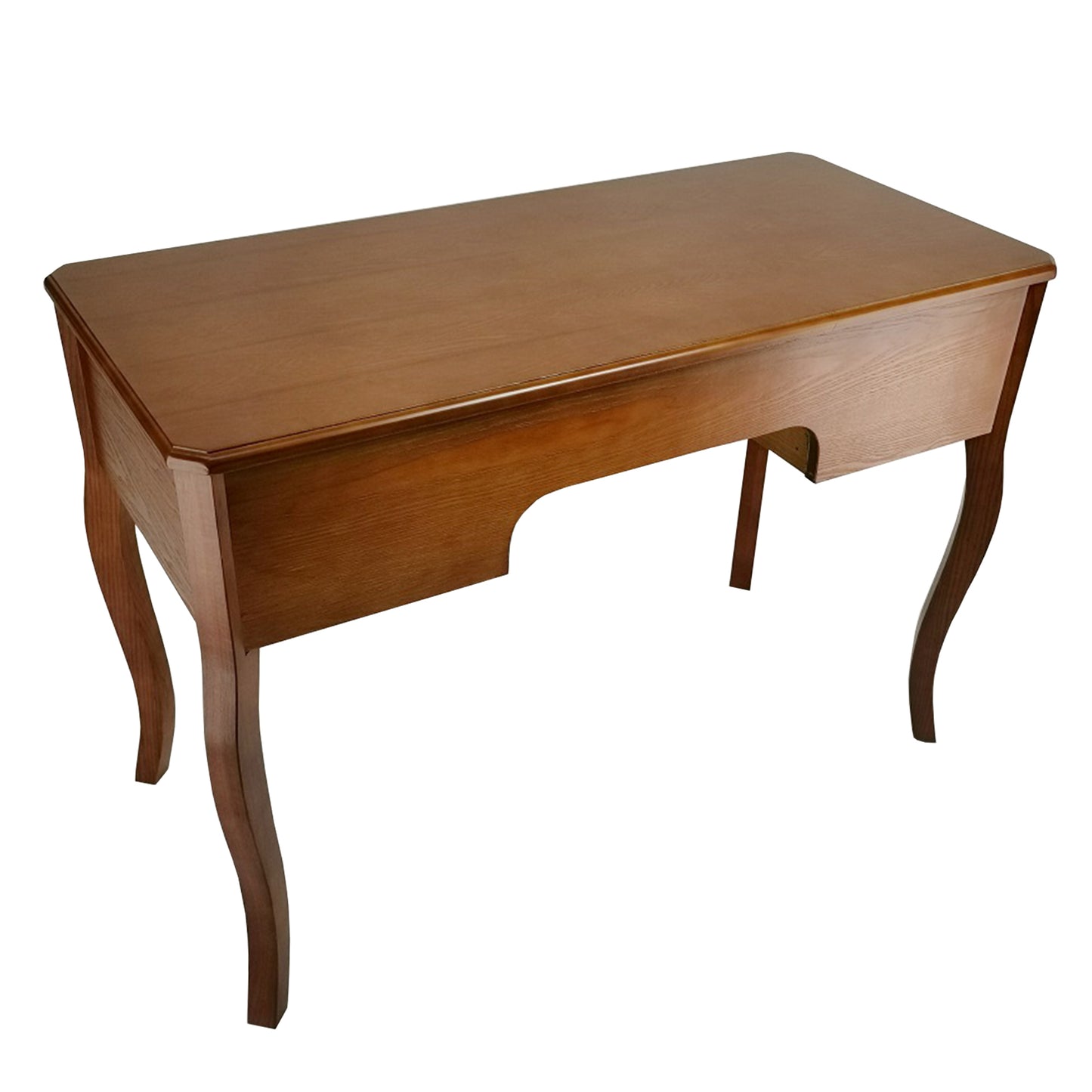 Wooden Writing Desk With Cabriole Legs And 5 Drawers, Brown By Benzara | Desks | Modishstore - 5