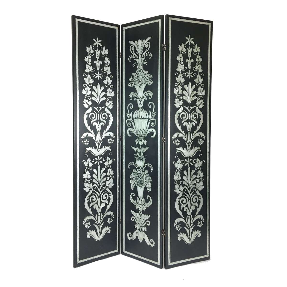 Wooden Double Sided 3 Panel Room Divider With Motifs, Multicolor By Benzara | Room Divider |  Modishstore  - 5