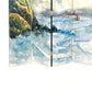 Wooden 4 Panel Room Divider With Landscape Scene, Multicolor By Benzara | Room Divider |  Modishstore  - 4