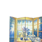 Wooden 4 Panel Room Divider With Den Interior Scene, Multicolor By Benzara | Room Divider |  Modishstore  - 2