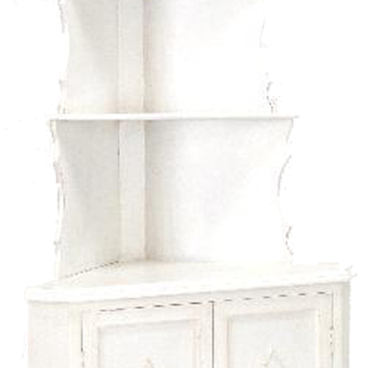 Wooden Corner Bookcase With 3 Shelves And 1 Cabinet, White By Benzara | Bookcases |  Modishstore  - 3