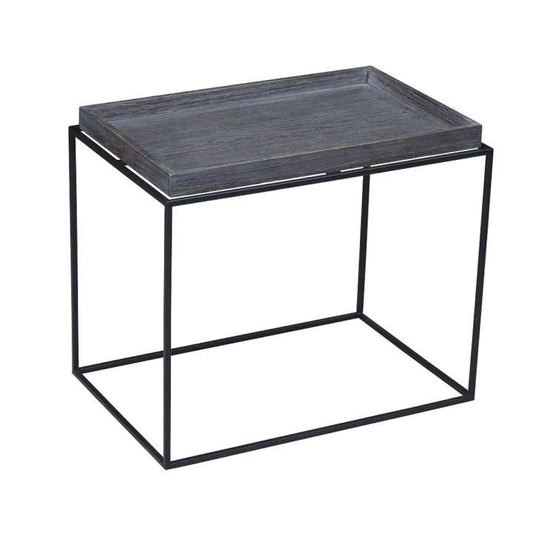Tray Top Wooden End Table With Tubular Legs, Gray And Black By Benzara | Side Tables |  Modishstore 