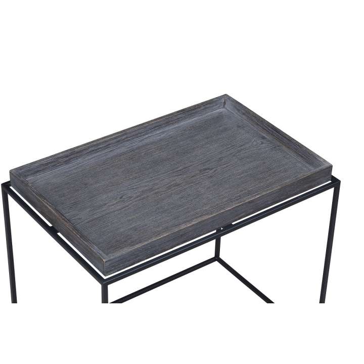 Tray Top Wooden End Table With Tubular Legs, Gray And Black By Benzara | Side Tables |  Modishstore  - 3