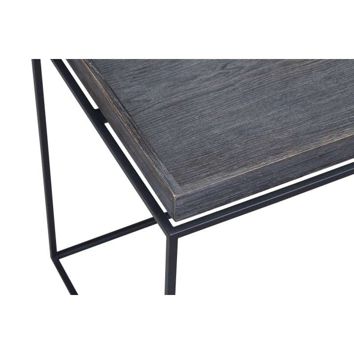 Tray Top Wooden End Table With Tubular Legs, Gray And Black By Benzara | Side Tables |  Modishstore  - 4