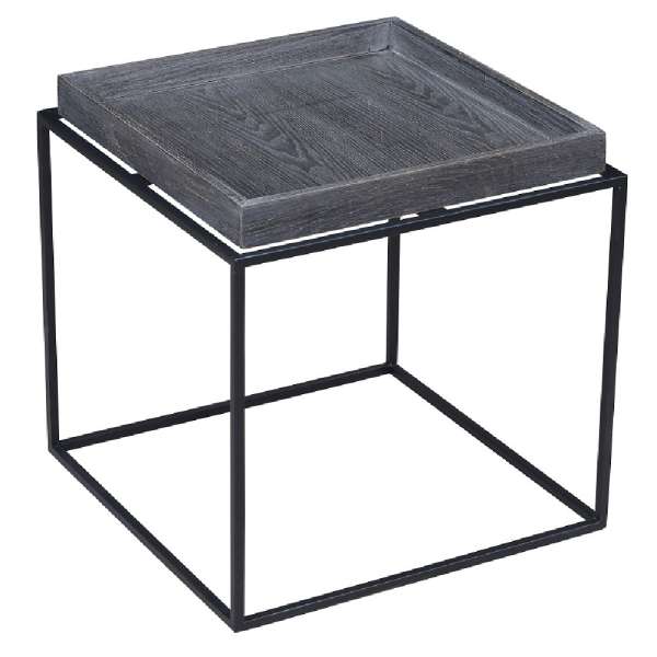 Tray Top Wooden Side Table With Tubular Legs, Gray And Black By Benzara | Side Tables |  Modishstore 