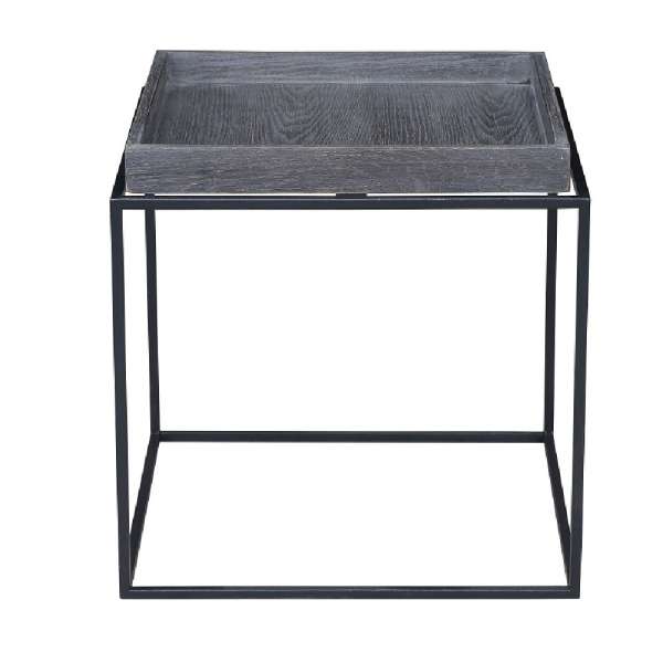 Tray Top Wooden Side Table With Tubular Legs, Gray And Black By Benzara | Side Tables |  Modishstore  - 2