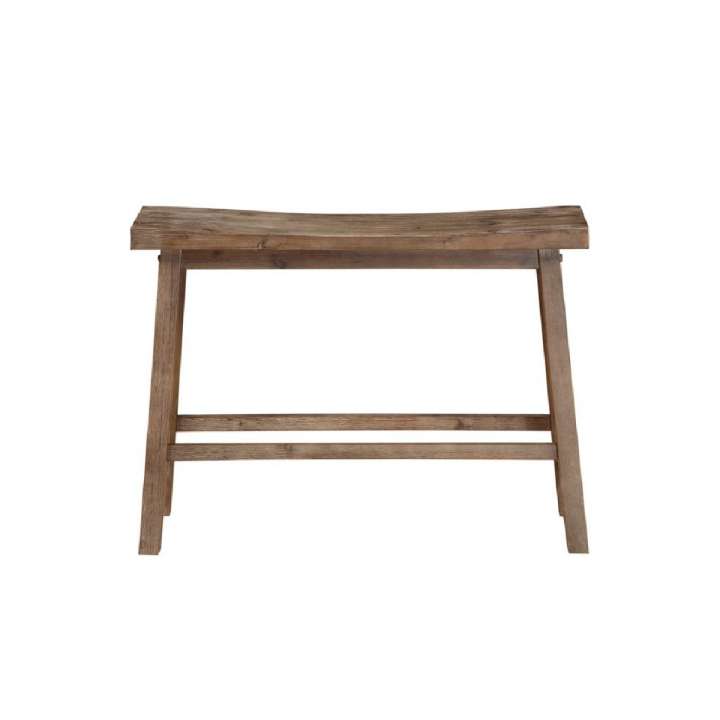 Saddle Seat Wooden Bench With Canted Frame, Oak Brown By Benzara | Benches |  Modishstore  - 2