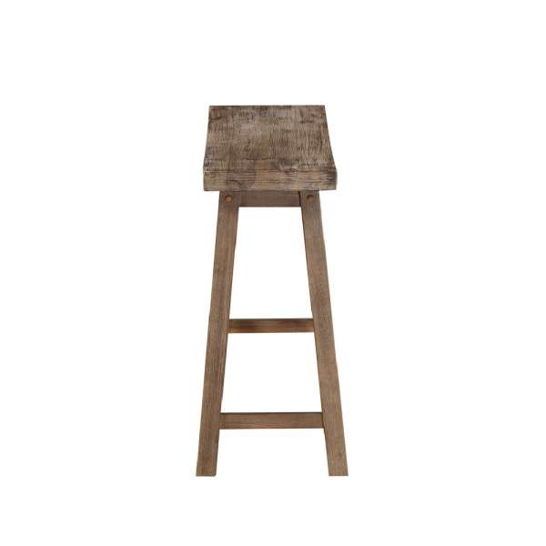 Saddle Seat Wooden Bench With Canted Frame, Oak Brown By Benzara | Benches |  Modishstore  - 3