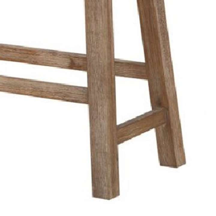 Saddle Seat Wooden Bench With Canted Frame, Oak Brown By Benzara | Benches |  Modishstore  - 4