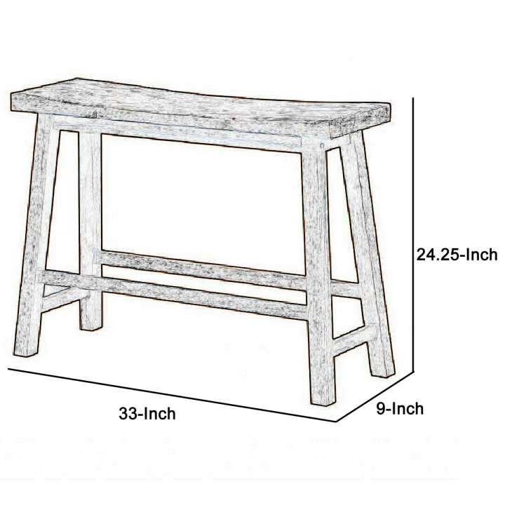 Saddle Seat Wooden Bench With Canted Frame, Oak Brown By Benzara | Benches |  Modishstore  - 5