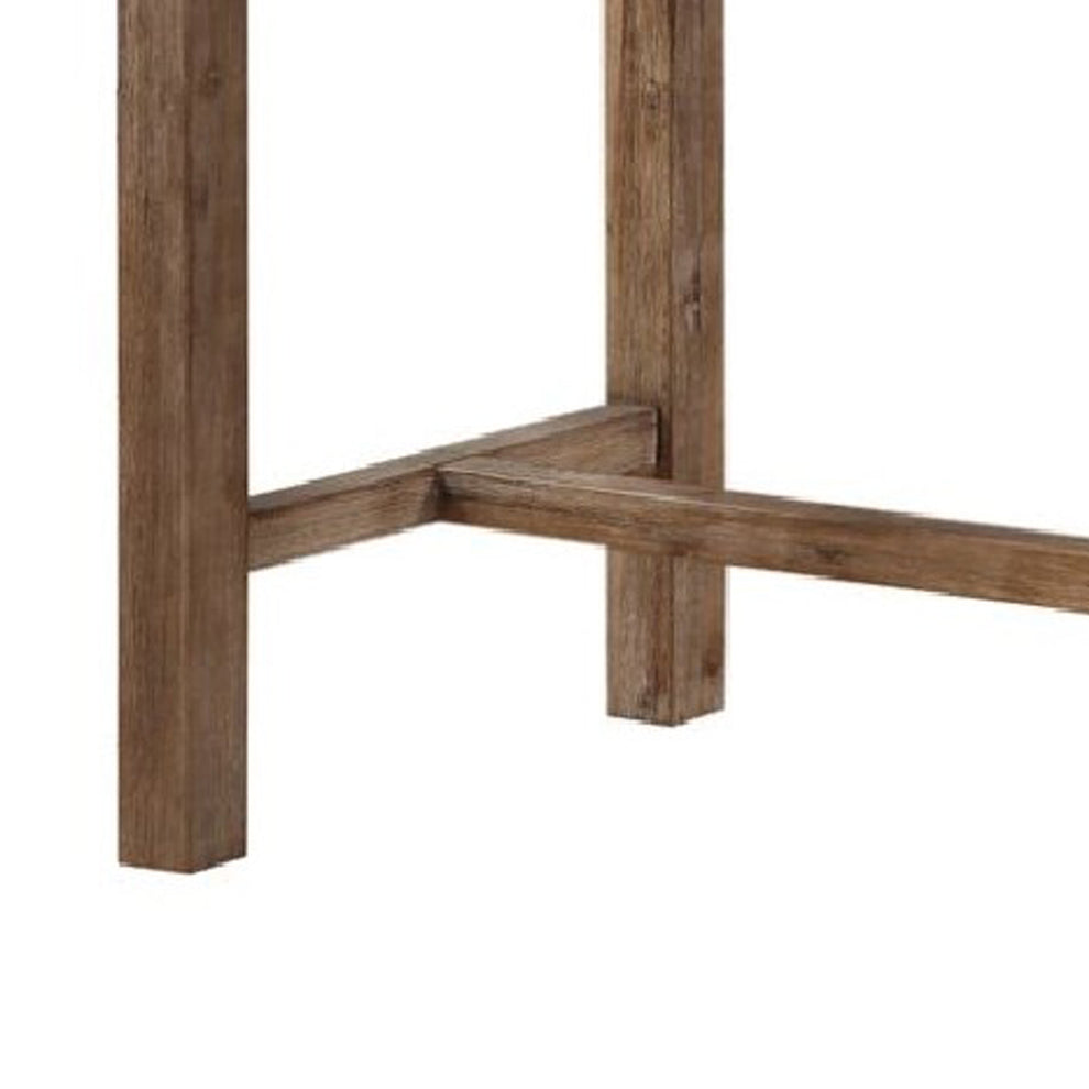 Rectangular Wooden Frame Pub Table With Trestle Base, Oak Brown By Benzara | Bar Stools & Tables | Modishstore - 3