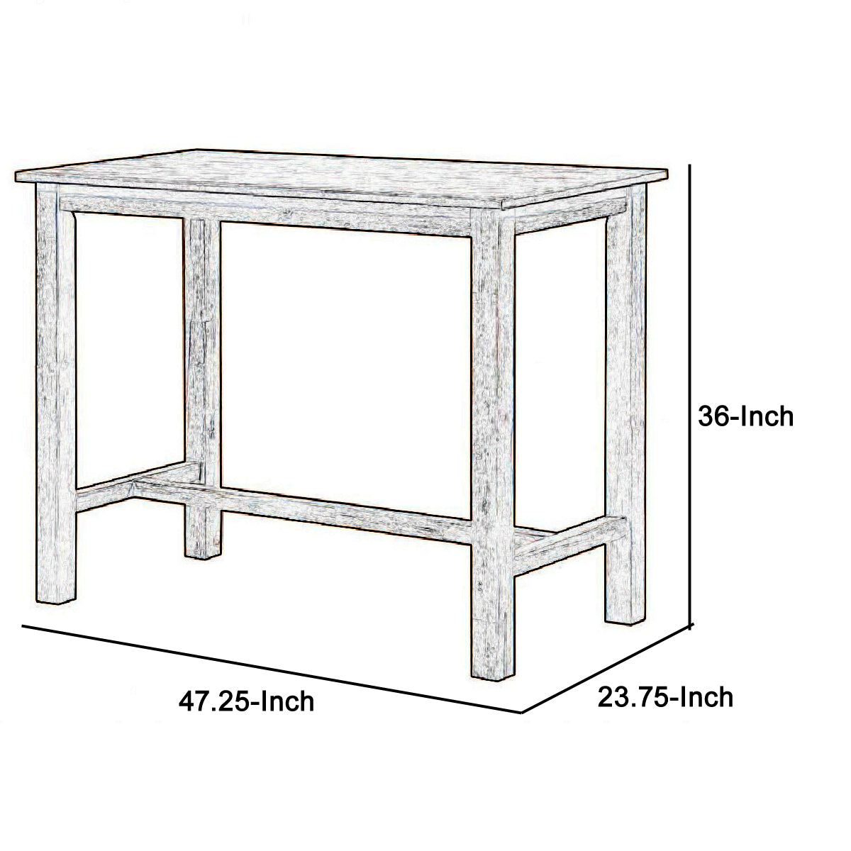 Rectangular Wooden Frame Pub Table With Trestle Base, Oak Brown By Benzara | Bar Stools & Tables | Modishstore - 4