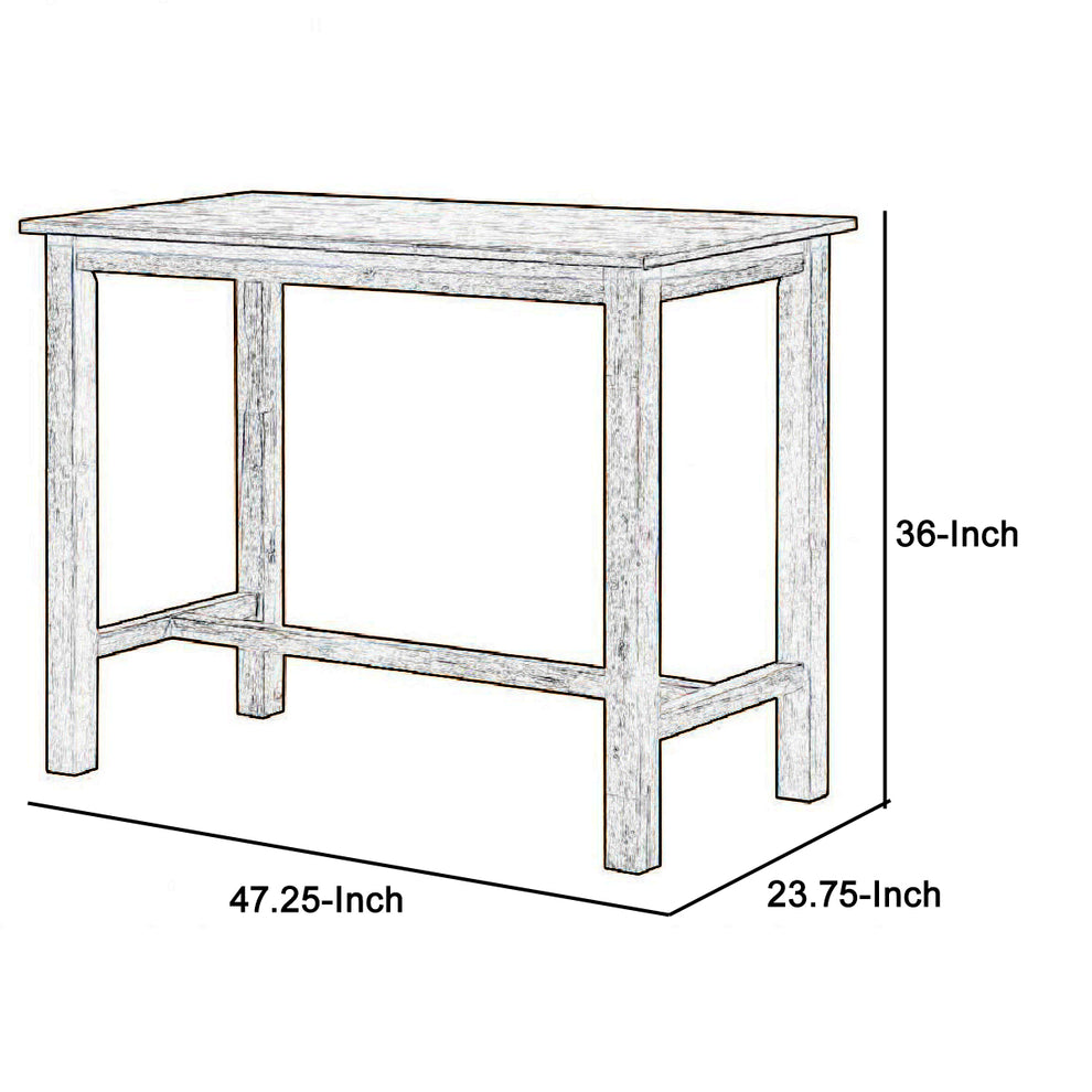 Rectangular Wooden Frame Pub Table With Trestle Base, Oak Brown By Benzara | Bar Stools & Tables | Modishstore - 4