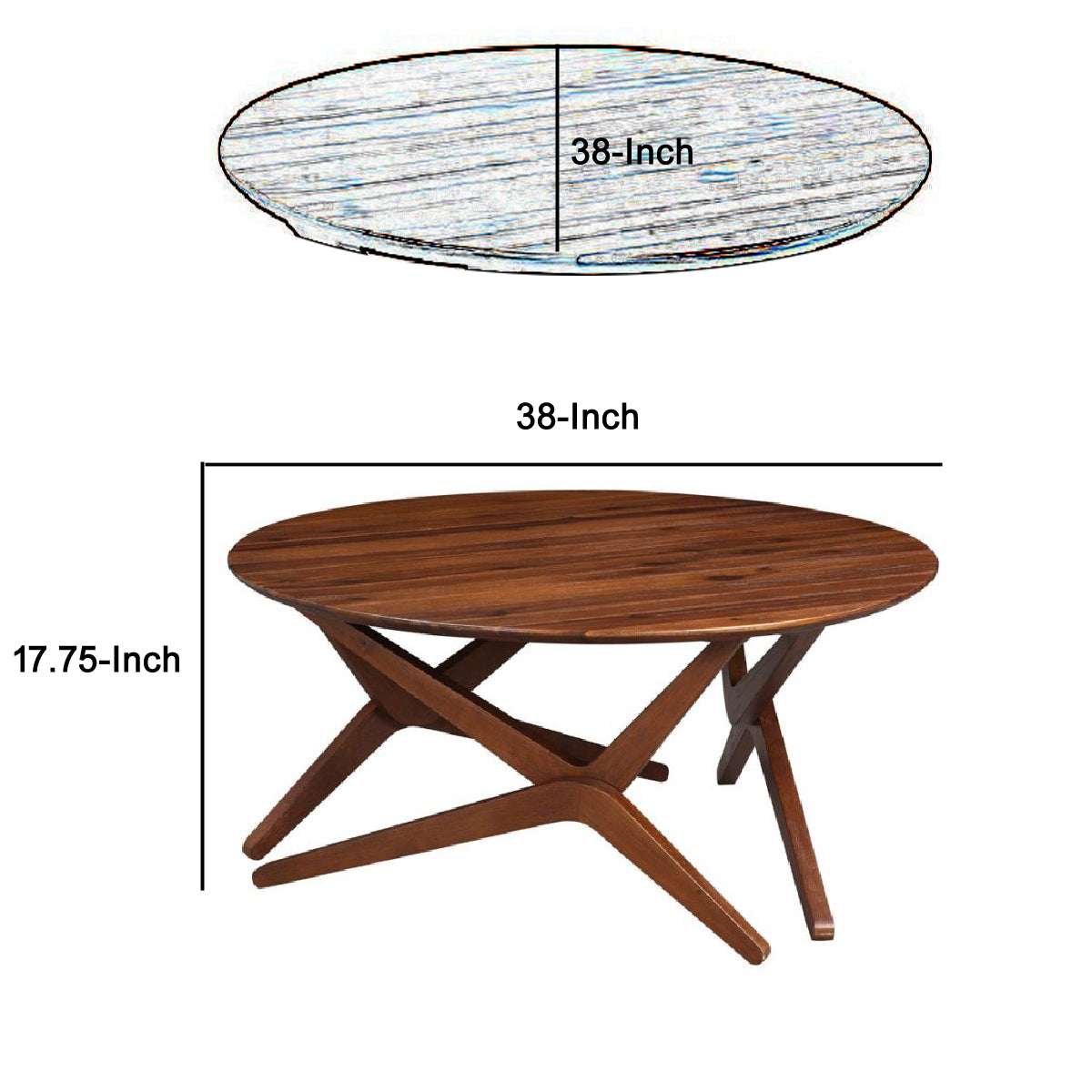 Round Wooden Adjustable Table With Boomerang Legs, Brown By Benzara | Accent Tables | Modishstore - 4