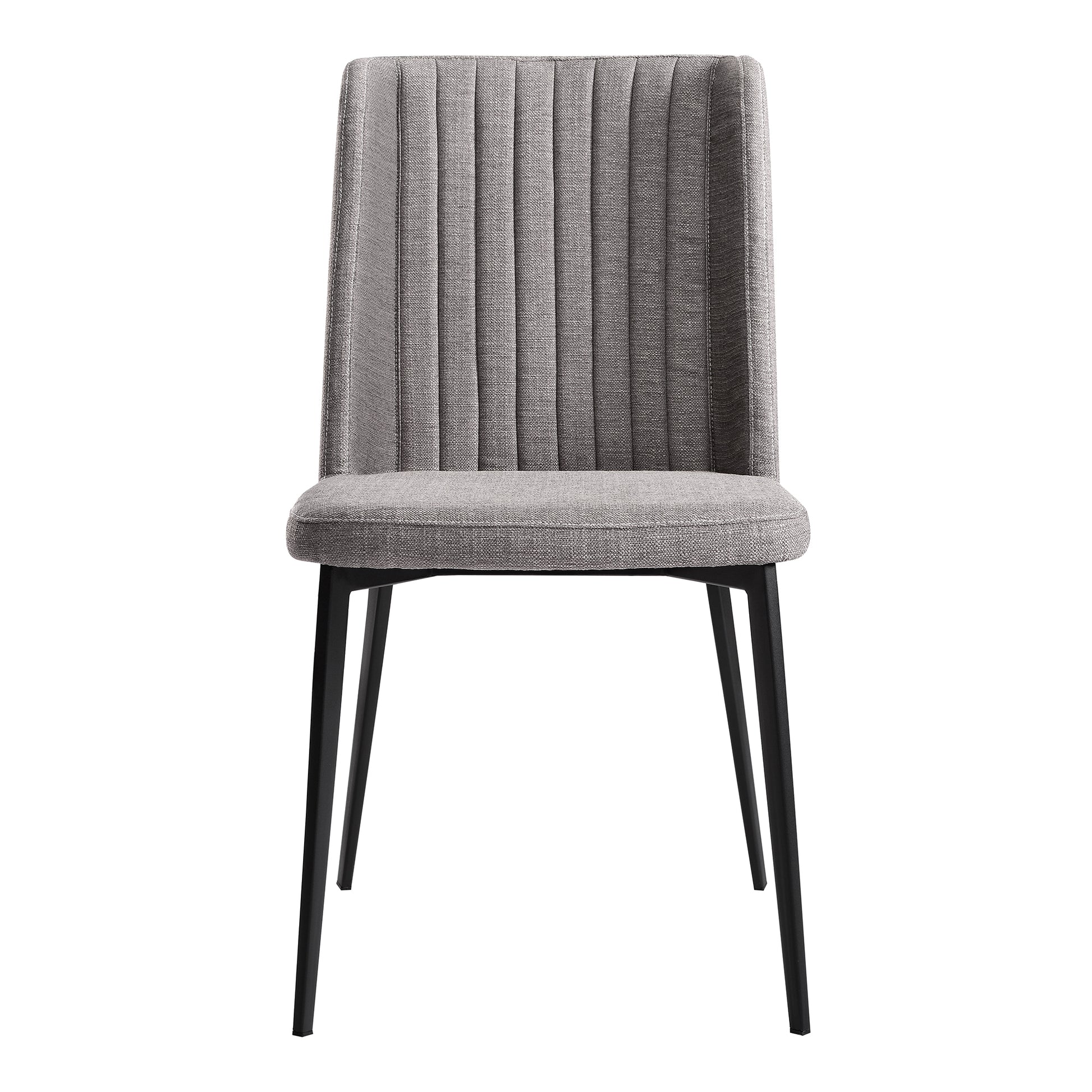 Fabric Dining Chair With Vertically Stitched Backrest Set Of 2 Gray By Benzara | Dining Chairs | Modishstore