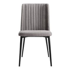 Fabric Dining Chair With Vertically Stitched Backrest Set Of 2 Gray By Benzara