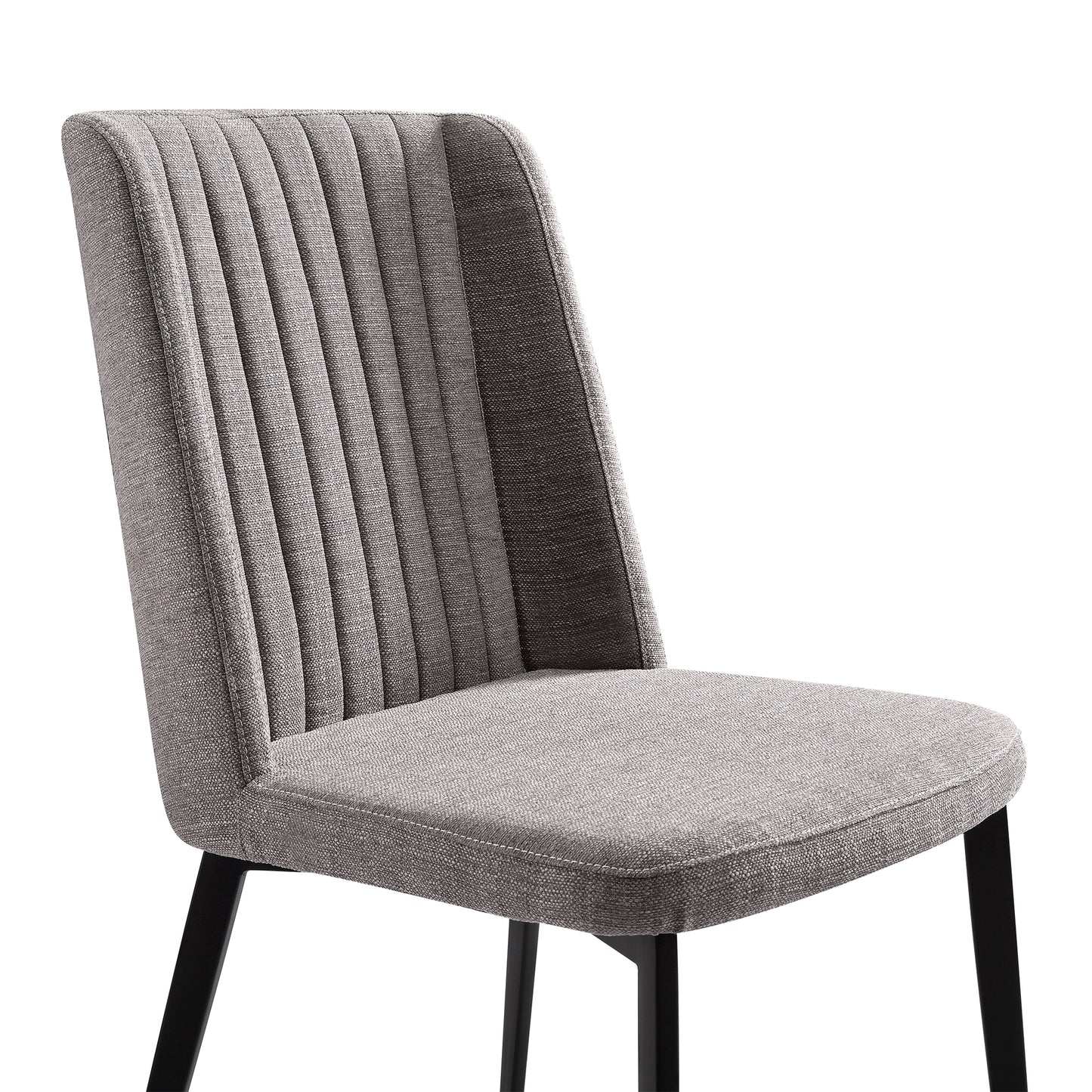 Fabric Dining Chair With Vertically Stitched Backrest Set Of 2 Gray By Benzara | Dining Chairs | Modishstore - 5