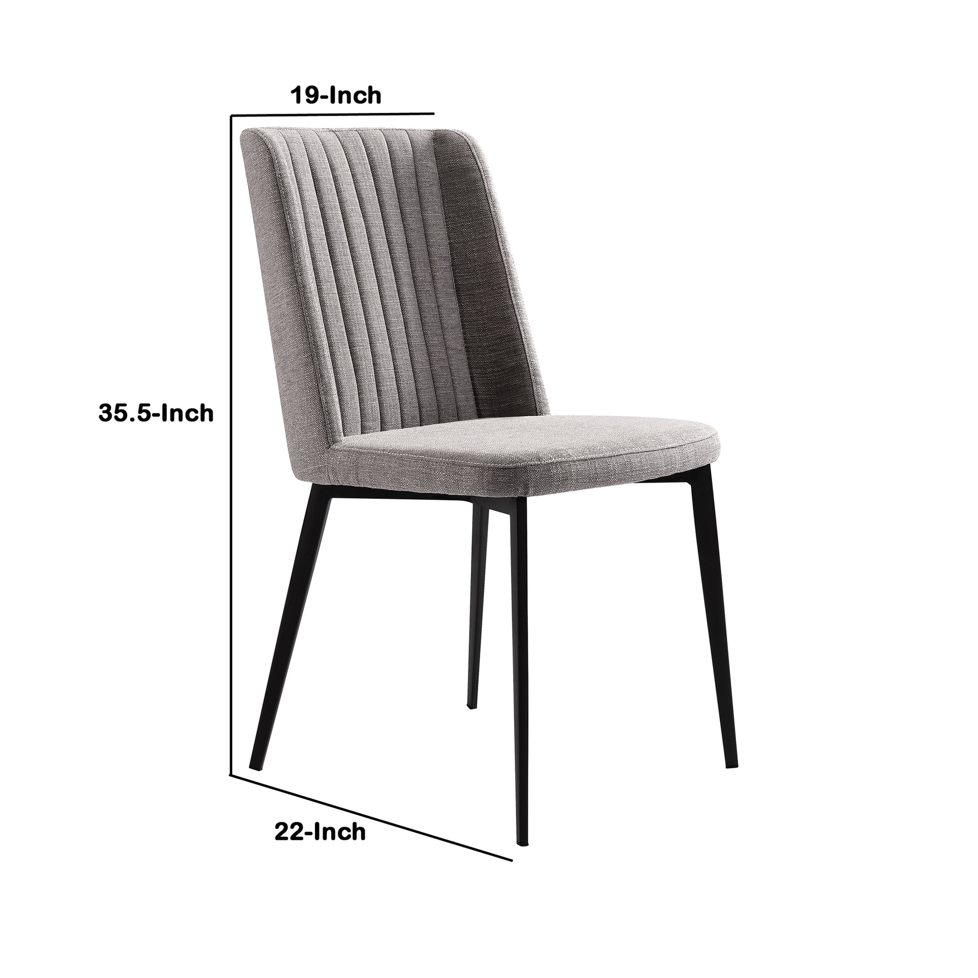 Fabric Dining Chair With Vertically Stitched Backrest Set Of 2 Gray By Benzara | Dining Chairs | Modishstore - 3