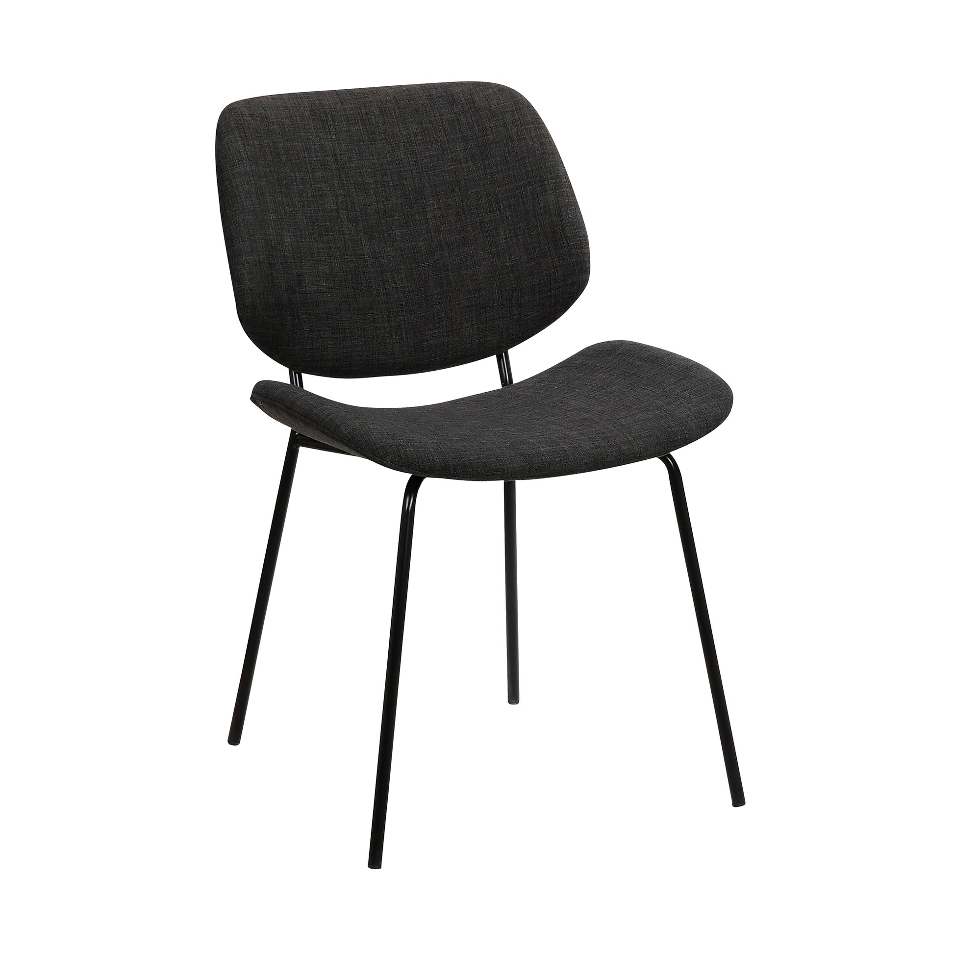 Metal Body Dining Chair With Curved Fabric Seat And Backrest Set Of 2Gray By Benzara | Dining Chairs | Modishstore