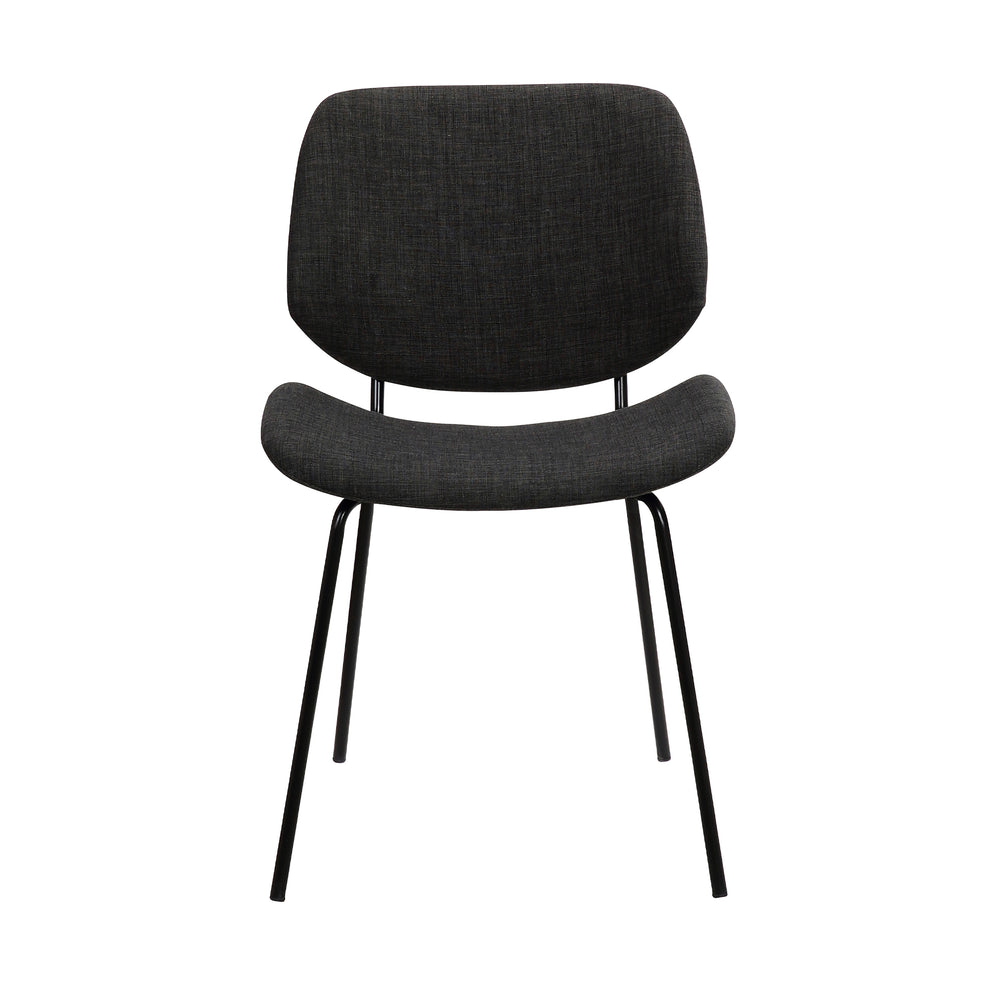 Metal Body Dining Chair With Curved Fabric Seat And Backrest Set Of 2Gray By Benzara | Dining Chairs | Modishstore - 2